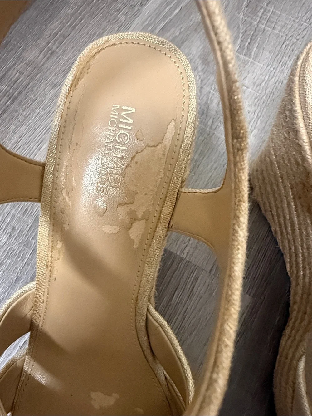 Michael Kors Beige Espadrille Front-Zip Wedge Sandals 8.5